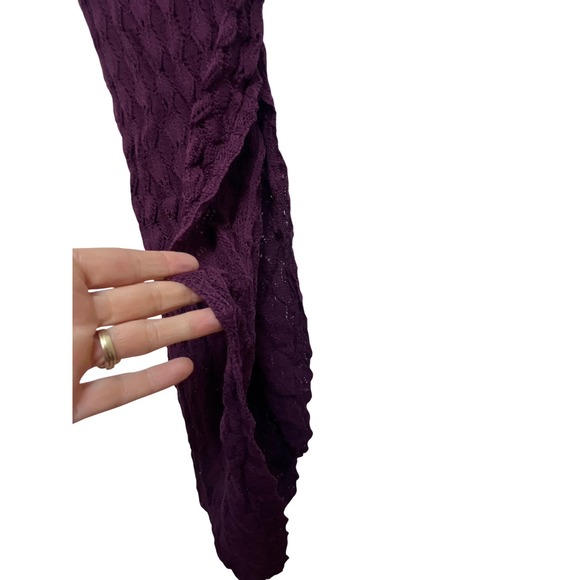 Something Navy Plum Purple Pointelle Knit Mock Neck Maxi Dress Womens S - Picture 3 of 13